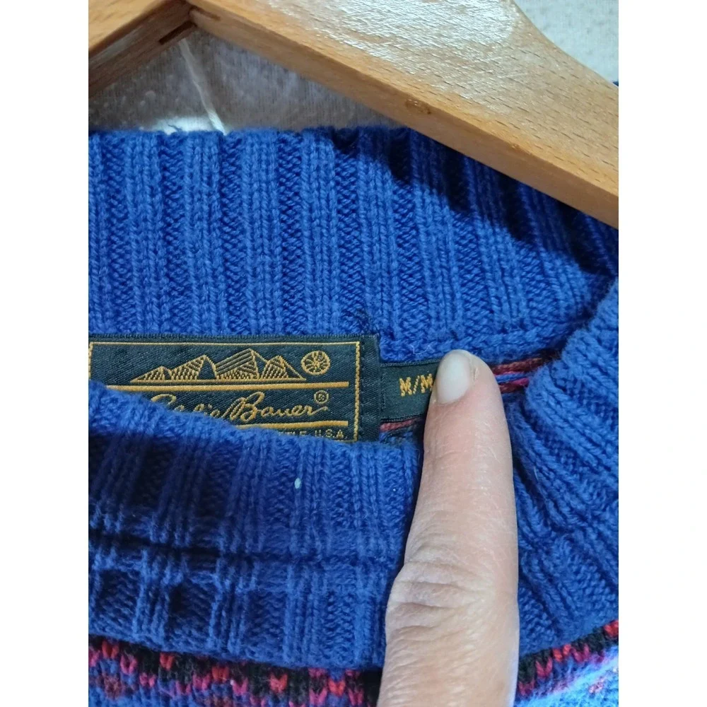 Vintage Eddie Bauer Pullover Sweater Holiday festive Thick Knit men's medium